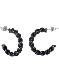 Paar Creolen Firetti "Schmuck Geschenk Edelstahl Ohrschmuck Ohrringe Twist Color", grau (schwarz, edelstahlfarben), Ohrringe, Damen, 25mm, Edelstahl