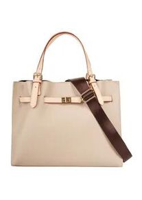 Henkeltasche Bugatti "ELLA", Damen, Gr. B/H/T: 37cm x 27cm x 14cm onesize, beige, Kunstfaser, leicht gl&auml;nzend, unifarben, Taschen