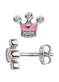 Paar Ohrstecker Jobo "Krone", silber (silber 925), Ohrringe, Damen, Silber 925 (Sterlingsilber), 925 Silber mit 12 Zirkonia