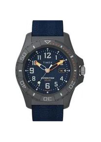 Solaruhr Timex "FREEDIVE", blau, Armbanduhren, Herren, Armbanduhr, Herrenuhr, Datum, Leuchtzeiger, Mineralglas, analog