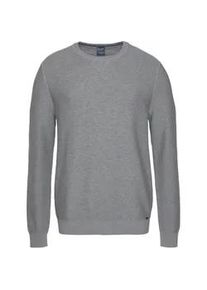 Rundhalspullover OLYMP "OLYMP Strick Casual", Herren, Gr. 4XL, grau, Obermaterial: 100% Baumwolle, schmal, Rundhals, Pullover Rundhalspullover, mit modischem Strukturmuster