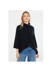 Rollkragenpullover SENSES.THE LABEL, Damen, Gr. XL/XXL, blau, Feinstrick, Material: 67% Polyacryl, 14% Polyester, 12% Polyamid, 7% Elasthan, Strukturmuster, oversize lang, Rundhals, Raglan&auml;rmel Rippstrickb&uuml;ndchen, Pullover Rollkragenpullover, aus Feinstrick