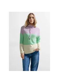 Langarmshirt Cecil, Damen, Gr. XXL (46), gr&uuml;n (celery gr&uuml;n melange), Stoff, 67% Viskose, 28% Polyester, 5% Elasthan, gestreift, gerade h&uuml;ftlang, hoch geschlossener Ausschnitt, B&uuml;ndchen, Shirts Langarmshirt, mit Stehkragen