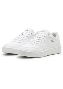 Sneaker Puma "COURT CLASSY", Damen, Gr. 42, wei&szlig; (Puma wei&szlig;, Puma silber), Synthetik, Schuhe Sneaker, mit Schn&uuml;rung, Gummilaufsohle mit leichtem Profil