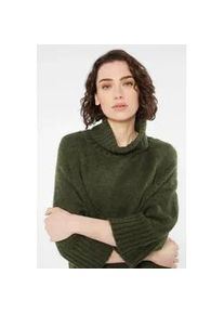 Rollkragenpullover SENSES.THE LABEL, Damen, Gr. XL/XXL, gr&uuml;n (natural khaki), Feinstrick, Material: 67% Polyacryl, 14% Polyester, 12% Polyamid, 7% Elasthan, Strukturmuster, oversize lang, Rundhals, Raglan&auml;rmel Rippstrickb&uuml;ndchen, Pullover Rollkragenpullover, aus Feinstrick