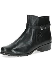 Stiefelette Caprice, Damen, Gr. 37,5, schwarz, Nappaleder, Schuhe Stiefelette, Blockabsatz, Boots mit Zierschnalle und Zierriemchen