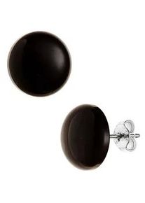 Paar Ohrstecker Jobo, silber (silber 925), Ohrringe, Damen, 10mm, Silber 925 (Sterlingsilber), rund 925 Silber mit Onyx