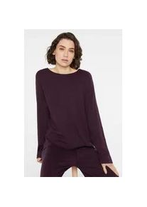 Rundhalspullover SENSES.THE LABEL, Damen, Gr. XL/XXL, lila (deep plum), Feinstrick, Material: 51% Viskose, 27% Polyester, 22% Polyamid, unifarben, loose fit normal, Rundhals, eingesetzt B&uuml;ndchen, Pullover Rundhalspullover, mit Rolls&auml;umen