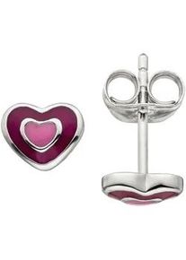 Paar Ohrstecker Jobo "Herz", silber (silber 925), Ohrringe, Damen, Silber 925 (Sterlingsilber), 925 Silber