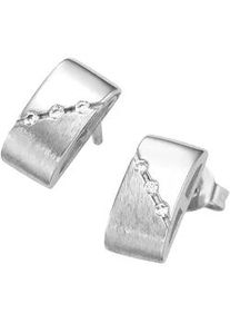 Paar Ohrstecker Firetti "Schmuck Geschenk Ohrschmuck Ohrringe matt glanz", silber (silberfarben, kristallwei&szlig;, kristallwei&szlig;), Ohrringe, Damen, Messing, mit Zirkonia (synth.)