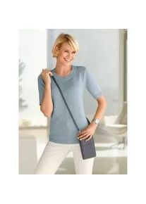 Kurzarmpullover Casual Looks "Pullover", Damen, Gr. 44, blau (eisblau), 50% Baumwolle, 50% Polyacryl, unifarben, Pullover
