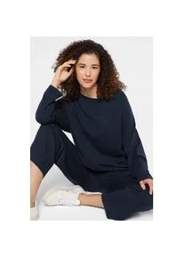 Rundhalspullover SENSES.THE LABEL, Damen, Gr. XS/S, blau, Feinstrick, Material: 51% Viskose, 27% Polyester, 22% Polyamid, unifarben, loose fit normal, Rundhals, eingesetzt B&uuml;ndchen, Pullover Rundhalspullover, mit Rolls&auml;umen