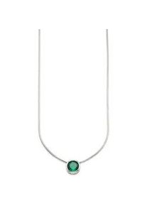 Kette mit Anh&auml;nger Bruno Banani "Schmuck Geschenk Silber 925 Halsschmuck Halskette Schlangenkette Stein", bunt (silberfarben, gr&uuml;n), Halsketten, Damen, Silber 925 (Sterlingsilber), L: 45, mit Zirkonia (synth.), Korund (synth.) oder Spinell (synth.)