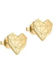 Paar Ohrstecker Liebeskind Berlin "Schmuck Geschenk Edelstahl Ohrringe Herz", gold (gelbgoldfarben), Ohrringe, Damen, Edelstahl