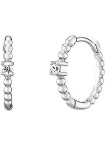 Paar Creolen JULIE JULSEN "925 Silber rhodiniert Zirkonia wei&szlig;", wei&szlig; (wei&szlig;, wei&szlig;), Ohrringe, Damen, one-size, Silber 925 (Sterlingsilber)