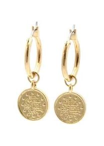 Paar Creolen Firetti "M&uuml;nze", gold (gelbgoldfarben), Ohrringe, Damen, 18mm, Metall, Einh&auml;nger abnehmbar