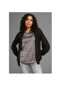 Strickjacke Laura Scott, Damen, Gr. 40/42, schwarz, Strick, Obermaterial: 50% Viskose, 28% Polyester, 22% Polyamid, unifarben, Basic, oversize h&uuml;ftlang, V-Ausschnitt, Rippstrickb&uuml;ndchen, Strickjacken Strickjacke, softer &Uuml;bergangsstrick in l&auml;ssiger, offener Form