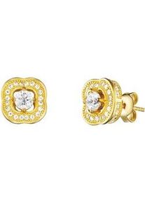 Paar Ohrstecker JULIE JULSEN "925 Silber vergoldet Bl&uuml;te Zirkonia wei&szlig;", gelb (gelb, wei&szlig;), Ohrringe, Damen, one-size, Silber 925 (Sterlingsilber)