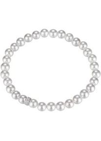 Perlenarmband Firetti "Schmuck Geschenk Silber 925 Armschmuck Armkette Rondell", wei&szlig; (silberfarben, kristallwei&szlig;, wei&szlig;, kristallwei&szlig;), Armb&auml;nder, Damen, 19cm, Nylon Perlen Silber 925 (Sterlingsilber), Nylon, Perlen, Silber 925 (Sterlingsilber), Perlenarmband, mit Zirkonia (synth.), mit Amazonit- oder Muschelperlen