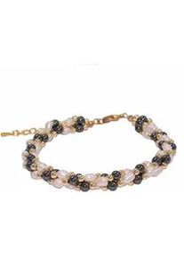 Armband Firetti "Schmuck Geschenk Armschmuck Armkette Edelstein Farbstein H&auml;matit", bunt (gelbgoldfarben, grau, wei&szlig;, grau), Armb&auml;nder, Damen, 22cm, Messing Perlen, Messing, Perlen, Armband, Made in Germany - mit H&auml;matit - mit S&uuml;&szlig;wasserzuchtperle