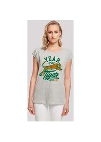 T-Shirt F4NT4STIC "Stranger Things Hawkins Year of The Tiger 86", Damen, Gr. 4XL, grau (erdgrau), Obermaterial: 100% Baumwolle, regular fit, Rundhals, ohne B&uuml;ndchen, Shirts T-Shirt, Premium Qualit&auml;t