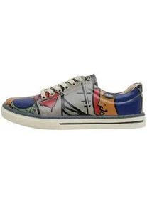 Sneaker DOGO "Classic Schn&uuml;rsneaker Cubic Faces Damen Sneaker", Damen, Gr. 38, Normalschaft, grau, Lederimitat, Schuhe Sneaker, Handgefertigt