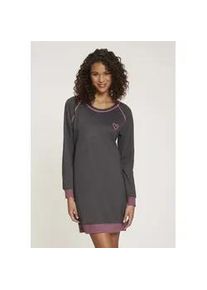 Nachthemd Vivance DREAMS, Damen, Gr. 56/58, N-Gr, grau (anthrazit, meliert), Single Jersey, Obermaterial: 60% Baumwolle, 40% Polyester, loose fit kurz, Rundhals, Raglan&auml;rmel Rippb&uuml;ndchen kontrastfarben, Kleider Nachthemd, mit dekorativen Flatlock-N&auml;hten in Neonfarben