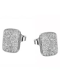 Paar Ohrstecker Firetti "Schmuck Geschenk Silber 925 Ohrschmuck Quadrat", silber (silberfarben, kristallwei&szlig;, kristallwei&szlig;), Ohrringe, Damen, Silber 925 (Sterlingsilber), mit Zirkonia (synth.)
