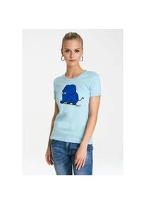 T-Shirt logoshirt "Sendung mit der Maus - Elefant", Damen, Gr. S, blau (hellblau), 100% Baumwolle, unifarben, normal, Rundhals, Shirts T-Shirt, mit coolem Print
