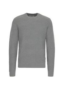 Strickfleece-Pullover Casual Friday "Strickpullover CFKARL structured crew neck knit", Herren, Gr. M, grau (mid grau melange), Obermaterial: 100% Baumwolle CO., Pullover