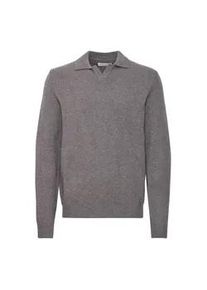Strickfleece-Pullover Casual Friday "Strickpullover CFKARL polo knit", Herren, Gr. XXL, grau (pewter mix), Obermaterial: 50% Polyacryl PAN. 28% Polyester PES. 22% Nylon NY., Pullover