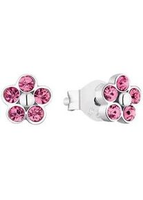 Paar Ohrstecker Amor "Flower Power", rosa (silberfarben, rosa, rosa), Ohrringe, M&auml;dchen, Silber 925 (Sterlingsilber), mit Kristallglas
