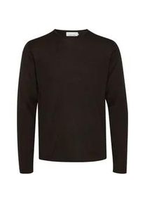 Strickfleece-Pullover Casual Friday "Strickpullover CFKent", Herren, Gr. L, braun (coffee bean melange), Obermaterial: 50% Wolle WO. 50% Polyacryl PAN., Pullover