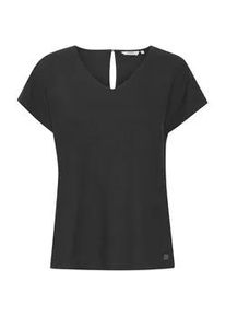 Kurzarmbluse oxmo "Kurzarmbluse OXSabine", Damen, Gr. 40, schwarz, Obermaterial: 55% Leinen LI. 45% Viskose CV., Blusen