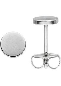 Paar Ohrstecker Jobo, silber (edelstahlfarben), Ohrringe, Damen, 6mm, Edelstahl, STUDS Edelstahl