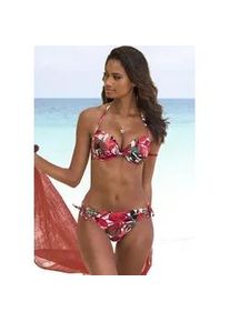 Bikini-Hose Lascana "Ava", Damen, Gr. 38, N-Gr, rot (rot bedruckt), Recycling-Polyamid, bedruckt, Badehosen Bikini-Hose, im tropischen Design