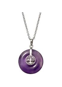 Kette mit Anh&auml;nger Firetti "Schmuck Geschenk Halsschmuck Halskette Ankerkette Lebensbaum Edelstein", bunt (silberfarben, lila), Halsketten, Damen, Edelstahl, L: 60 B: 2mm, Made in Germany - mit Edelstein, B:2mm