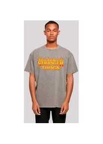 T-Shirt F4NT4STIC "Stranger Things Fire Logo Women Netflix TV Series", Damen, Gr. M, grau (asphalt), Obermaterial: 100% Baumwolle, oversize, Rundhals, ohne B&uuml;ndchen, Shirts T-Shirt, Premium Qualit&auml;t