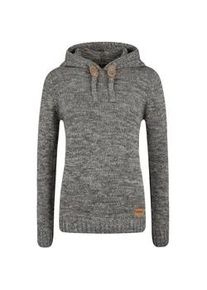 Strickjacke oxmo "Strickpullover OXPhilia", Damen, Gr. L, grau (dunkelgrau), Obermaterial: 100% Baumwolle CO., Pullover Strickjacke