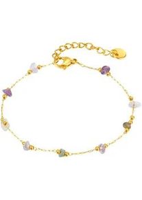 Armband Firetti "Schmuck Geschenk Edelstahl Armschmuck Armkette Edelstein", bunt (gelbgoldfarben, flieder, kristallwei&szlig;, lavendel, gr&uuml;n, flieder, kristallwei&szlig;, lavendel, gr&uuml;n), Armb&auml;nder, Damen, 20cm, Edelstahl, Armband, mit Naturstein