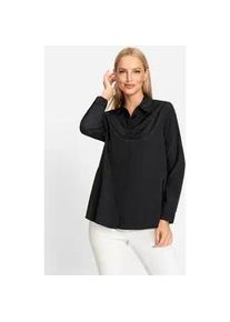 Longbluse Heine, Damen, Gr. 38, schwarz, 50% Baumwolle, 50% Polyester, unifarben, Blusen Longbluse