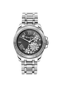 Quarzuhr Thomas Sabo "DIVINE FLOWER", silber (silberfarben), Armbanduhren, Damen, Quarzuhr, Armbanduhr, Damenuhr, Edelstahlarmband, Tag, Blumen, Zirkonia (synth.)