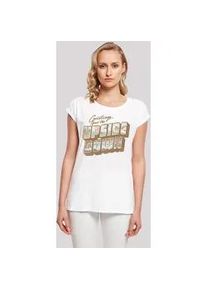T-Shirt F4NT4STIC "Stranger Things Greetings From Upside Down", Damen, Gr. S, wei&szlig;, Obermaterial: 100% Baumwolle, regular fit, Rundhals, ohne B&uuml;ndchen, Shirts T-Shirt, Premium Qualit&auml;t