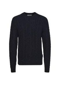 Strickfleece-Pullover Casual Friday "Strickpullover CFKARL cable crew neck knit with neps", Herren, Gr. XL, blau (schwarz navy), Obermaterial: 60% Baumwolle CO. 40% Polyacryl PAN., Pullover