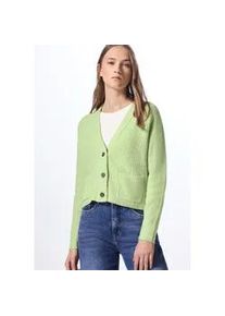 Cardigan STREET ONE STUDIO, Damen, Gr. 46, gr&uuml;n (patina gr&uuml;n meliert), Web, 37% Baumwolle, 34% Polyacryl, 26% Polyester, 3% Elasthan, unifarben, normal normal, V-Ausschnitt, B&uuml;ndchen, Strickjacken, mit V-Ausschnitt