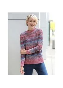 Strickpullover Classic Basics "Stehkragen-Pullover", Damen, Gr. 52, bunt (altrosa, mittelblau, meliert), 100% Polyacryl, gemustert, gestreift, mehrfarbig, meliert, Pullover Strickpullover