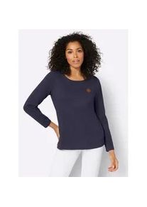 Rundhalsshirt Casual Looks "Shirt", Damen, Gr. 40, blau (marine), 100% Baumwolle, unifarben, Rundhals, Shirts Rundhalsshirt