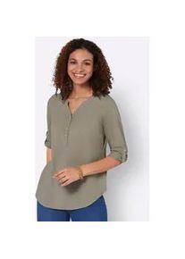 Longbluse Casual Looks, Damen, Gr. 46, braun (schlamm), 100% Viskose, unifarben, V-Ausschnitt, Blusen Longbluse