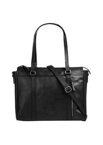 Shopper Bodenschatz, Damen, Gr. B/H/T: 33cm x 28cm x 7cm onesize, schwarz, Leder, leicht gl&auml;nzend, unifarben, Taschen Shopper, echt Leder