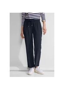 R&ouml;hrenhose Street One, Damen, Gr. 32, L&auml;nge 28, blau (tiefblau), Stoff, 100% Viskose, unifarben, loose fit lang, Hosen, Middle Waist